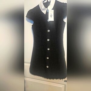 Lily  Sz 0 short sleeve short silver button dress